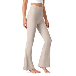 NWT FITOP Flare Yoga Soft High Waist Bootcut Leggings Pants, Khaki, Small